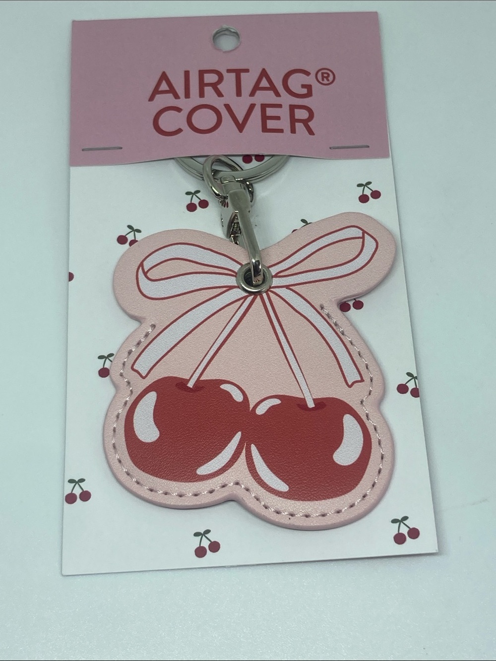 Tilly's Pink Cherry Airtag Cover Keychain